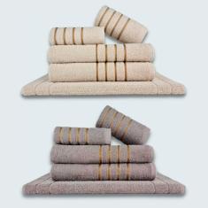 Jogo De Toalhas 10 P?s Cole??o Montreal 100% Algod?o Bege+cinza