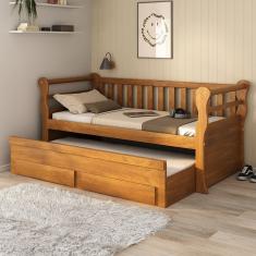 Bicama Nathalia Com Gavetas Na Auxiliar Marrom