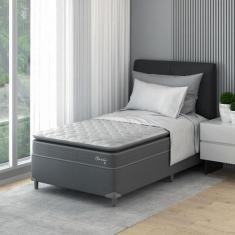 Cama Box com Colchão Solteiro Classic com Espuma D40 (62x108x198) Cinz