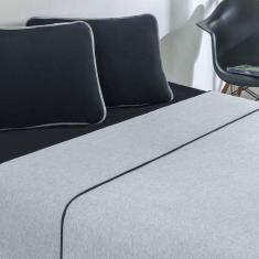 Jogo De Cama Malha Lençol 100% Algodão Urbano 4 Peças Casal - Preto-me