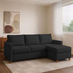 Sofá 3 Lugares com Chaise Moov Yescasa Preto