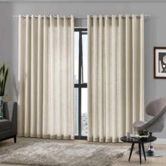 Cortina Duo Monaco Bella Janela Tecido Ilhós 5,40 x 2,80, Bege