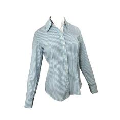 Camisa Social Feminina Manga Longa Lady Tie Verde/Branco