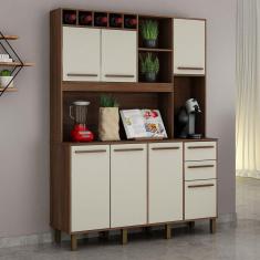 Armário de Cozinha 6 Portas 3 Gavetas Granada Valdemóveis Cinamomo/Off White