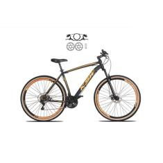  Bicicleta Aro 29 Ksw Xlt 24v Freios a Disco Hidráulicos Garfo Suspensão Pneu com Faixa Bege - Preto\Laranja