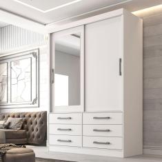 Guarda Roupa Casal 2 Portas 6 Gavetas Com Espelho Atlanta D Doro Moveis Branco