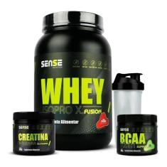 Kit Whey Protein 900g + Bcaa + Creatina +coqueteleira- Sense-Unissex