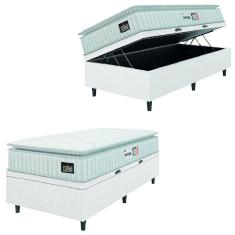 Cama Box Baú Solteiro Colchão Espuma D33 Pillow Top Van Gogh 88x188x65cm Branco Hellen – Suporta Até 120 Kg Por Pessoa