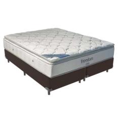 Cama Box King Marrom e Colchão Freedom Ortobom D33