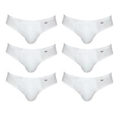 Kit com 6 Cuecas Zorba Slip Algodao 772, Branco, M