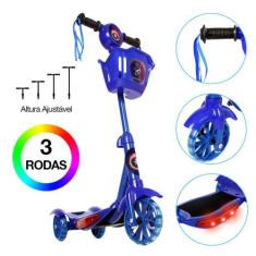 Patinete Infantil Capitão América 3 Rodas Com Led Azul - Zein