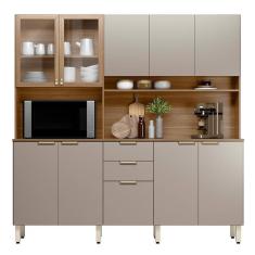 Cozinha Compacta Amora 10 Portas E 2 Gavetas Amêndola Nude  - Demóbile Amêndola Nude