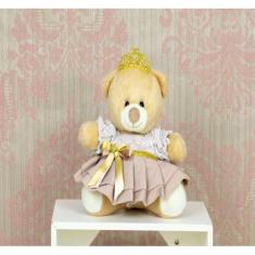 URSO DE PELUCIA 12 cm - PRINCESA PETIT COM RENDA  - CKD CONFECCOES, Ro
