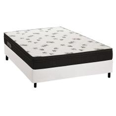 Cama Box Casal: Colchão Espuma D45 Ortobom Light Ortopilow + Base Crc Courano White(138X188)