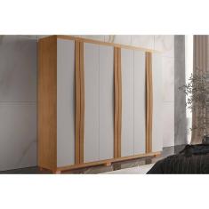 Guarda Roupa 6 Portas E 2 Gavetas C- Pés Grécia Naturale-off White - Rufato