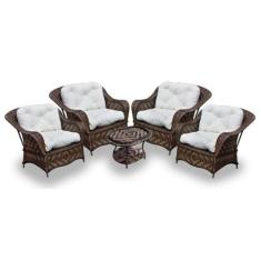 Conjunto de Poltronas Fibra Sintética Naja - 4 Poltronas + 1 Mesa Cent