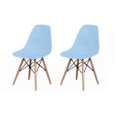 Kit 2 Cadeiras Charles Eames Eiffel Wood Design - Magazine Roma, Azul 