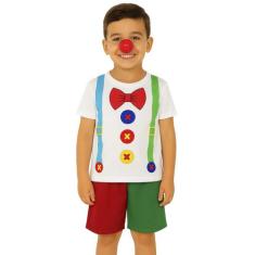 Conjunto Infantil Fantasia Carnaval Aniversário Temático Palhacinho - 