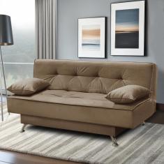 sofá cama 1,80m França Suede Cappuccino Adonai Estofados