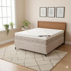 Cama Box Casal Castor Premium Tecnopedic 138x188x57 + Box Castor, Bege