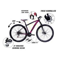 Bicicleta Aro 29 Ecos 27 Marchas, Rodas K7 9v, Cambio Shimano Acera, Freios Hidráulicos E Suspensão-Unissex