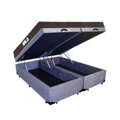 Cama Box Baú Queen Colchão Mola Ensacada Belos Sonhos + Box Suede 69x158x198