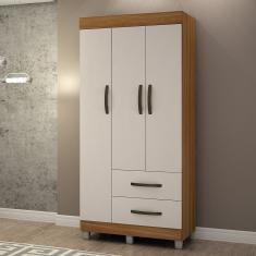Guarda Roupa Solteiro 3 Portas 2 Gavetas Paris CHF - Carvalho/off White