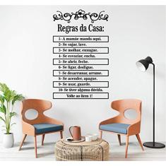 Adesivo de Parede mod13 Frase Regras Casa tamanho 50cmx90cm