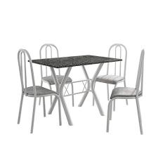 Conjunto de Mesa Miame 110 cm com 4 Cadeiras Madri Branco e Vegetale