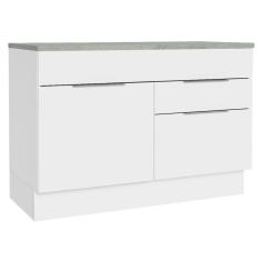 Balcão Gabinete de Pia 120 cm 1 Portas e 2 Gavetas (Com Tampo) Branco Stella Madesa