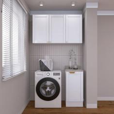 Lavanderia Modulada 2 Peças 1 Armário Aéreo 3 Portas 1 Balcão Cabecasa Madeiramadeira Branco