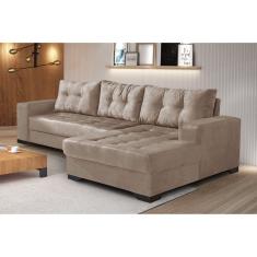 Sofá 3 Lugares com Chaise Bia Império Estofados Chocolate