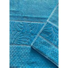 Kit De Toalha De Banho E Rosto Azul