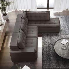 Sofá Retrátil 3 Lugares com Chaise 256cm Presidente Estofart Marrom