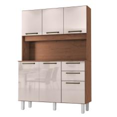 Armário de Cozinha Completa Compacta 6 Portas 2 Gavetas 1,20m Pop Nature / Off White Zanzini
