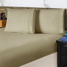 Jogo Cama Lençol King Conforto Percal 300 Fios 3 Peças Bege - Casa Sho