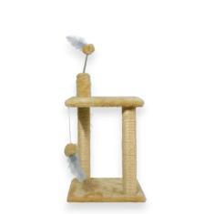 Arranhador para Gatos Sisal Plataforma 2 Andares com Brinquedo - Miupe