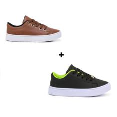 Kit Dois Par De Tênis Versátil Escolar Antiderrapante Infantil Masculi