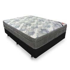 Cama Box Casal Sintético Preto + Colchão Ortobom ISO Superpocket 55x13