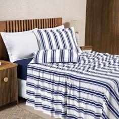 Jogo Lençol King 4 Peças 100% Algodão Malha Penteada Marin - Bia Enxov