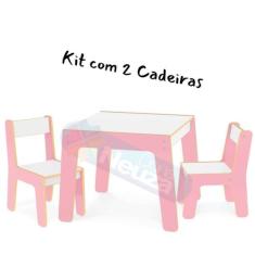 Mesa Mesinha Infantil Crianças Com 2 Cadeiras Madeira MDF 3 Opções Cor