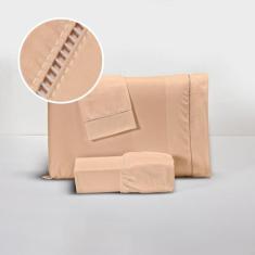 Lençol Aconchego 400 Fios Percal Ponto Palito 3 Peças - DECORALAR, Kin