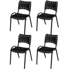Kit Quatro Cadeiras Ergonômica Escritório Igreja Recepção Encosto Home