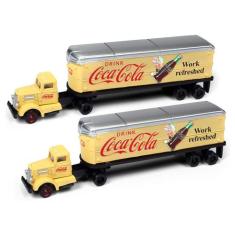 Kit 2 Miniaturas Caminhão Coca Cola Mini Metals 1/160 51177, Amarelo