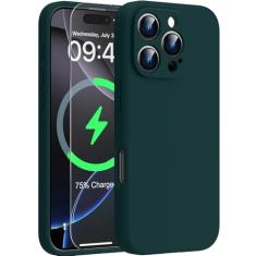 Goodon Capa magnética para iPhone 16 Pro Max com protetor de tela - compatível com carregamento sem fio - proteção total da câmera - capa protetora de silicone à prova de choque para homens, mulheres