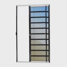 Porta de Correr com Travessas 2 Folhas Super Vidro Reflex 210cm x 150cm Brimak