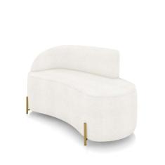 Sofá 2 Lugares Orgânico 140cm Pé Dourado Morgan Bouclê Off White D03 -