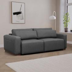 Sofá Essence Retrátil 3 Lugares 200cm Cabecasa Madeiramadeira Cinza Mescla Escuro