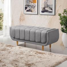 Recamier Alemanha 1,50m Com Base Madeira Linho Sofatec Prata