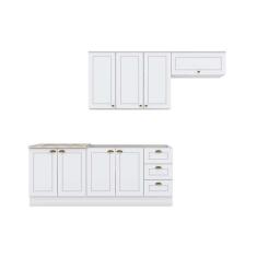 Kit De Cozinha Modulada 5pçs (2 Armários + 2 Balcões + 1 Complemento) C5P15 Branco - Henn